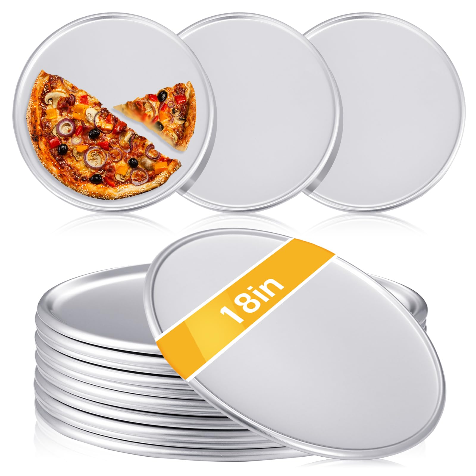 Juego de 12 sartenes para pizza a granel para restaurante, juego de sartenes redondas de aluminio para tartas de pizza, sin óxido, bandeja para hornear en el hogar, cocina, restaurante, fácil de