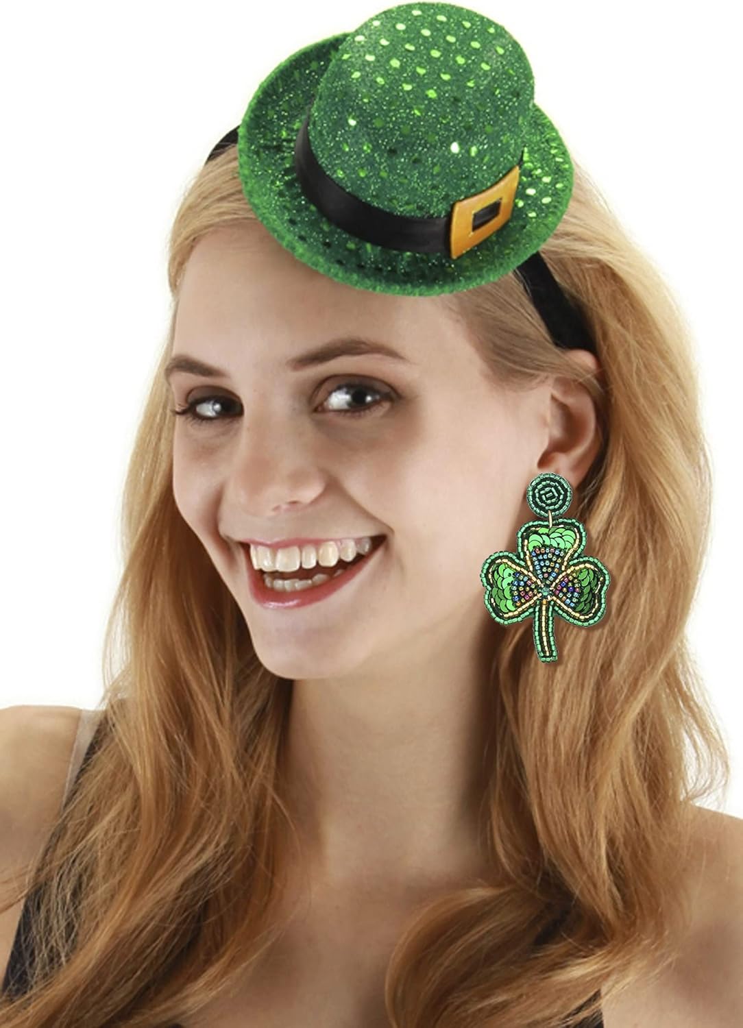 St Patrick's Day Earrings Handmade Shamrock Beaded Dangle Earrings Funny Irish Green Lucky Clover Drop Earrings for Women Holiday Party Jewelry Gifts - Image 2