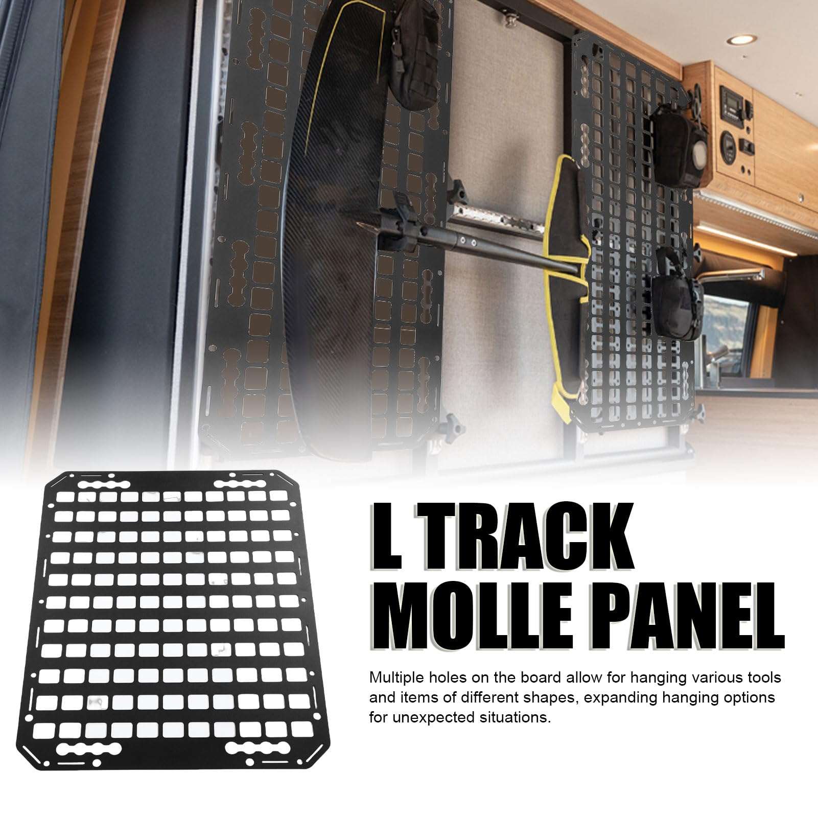 Fockety Panel Molle do skrzyni ładunkowej, aluminiowy organizer do przechowywania z elastycznymi klamrami linowymi, bagażnik sedanów, SUV-ów, pickupów, ciężarówek, kamperów i przyczep