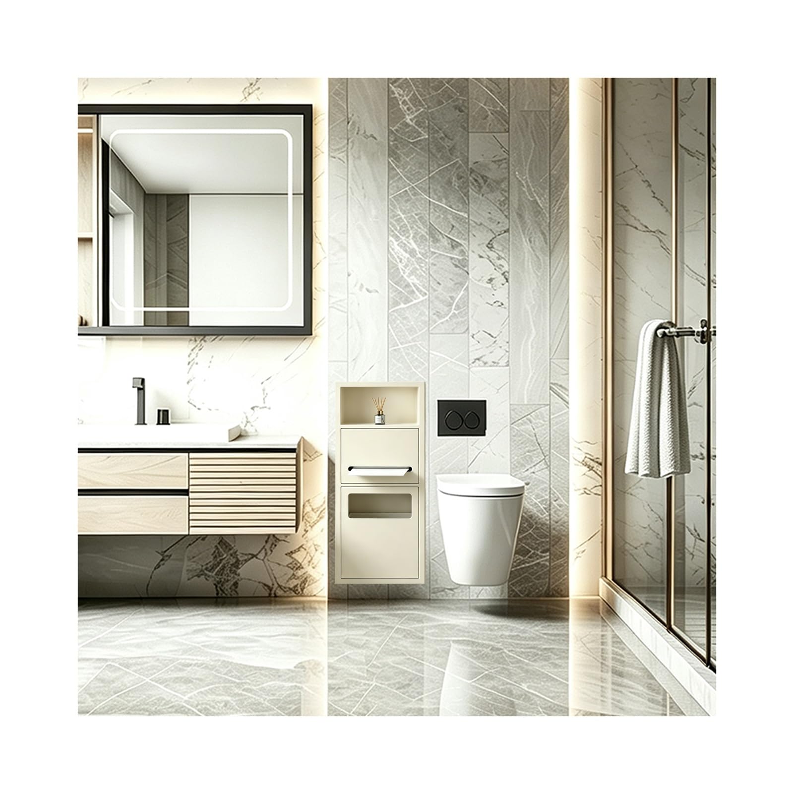 Recessed Toilet Niche, Concealed Trash Can Niche for Bathroom Hotels