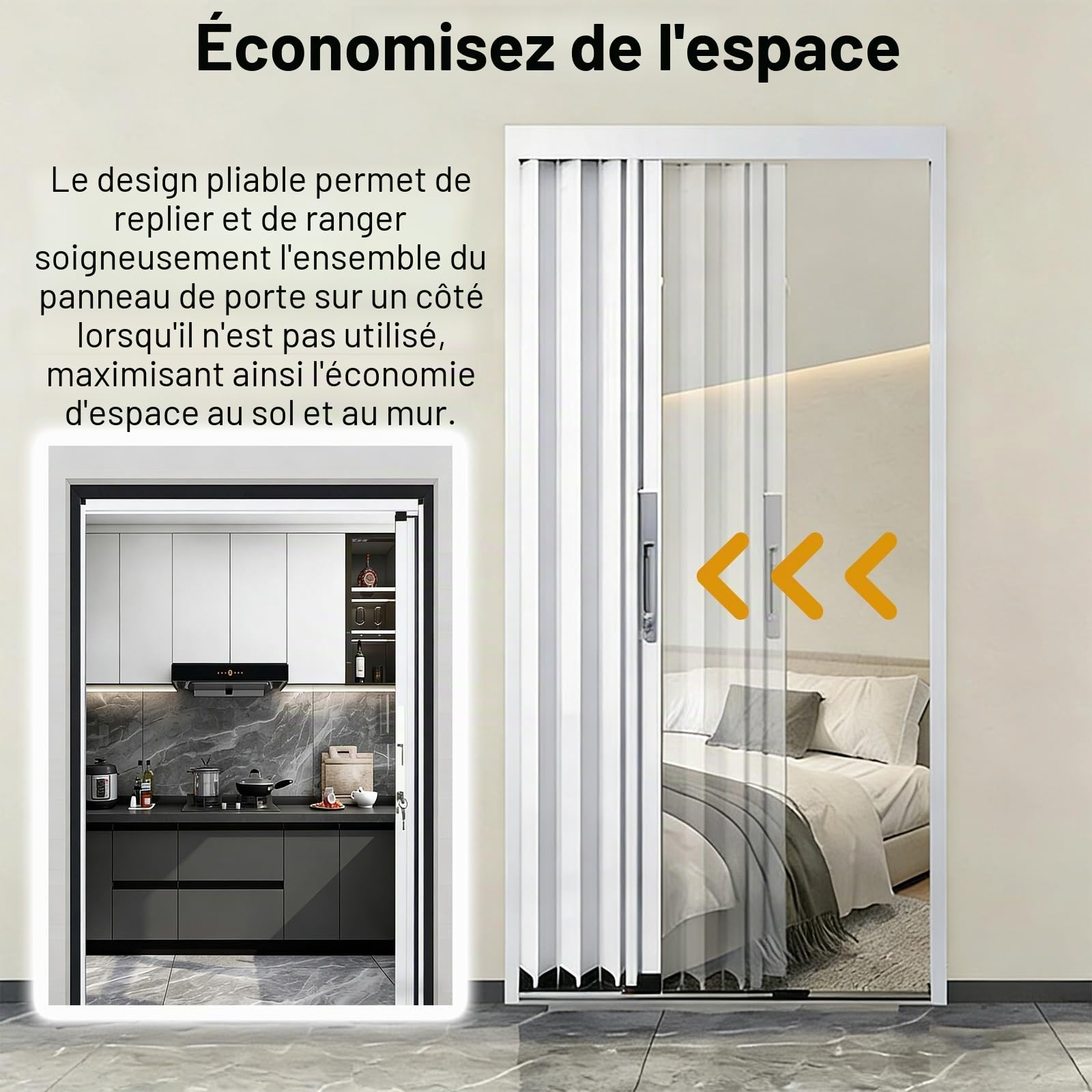 Porte coulissante Porte Accordéon en Alliage D'aluminium avec Serrure, Porte Pliante Grise pour Intérieur/Extérieur, Séparation Coulissante pour Dressing/Salle de Bain(40x40cm)