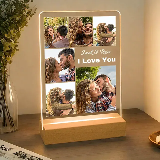 Lampe Personnalisée avec Photo - Veilleuse Cadre Photo - Idée Cadeau Unique