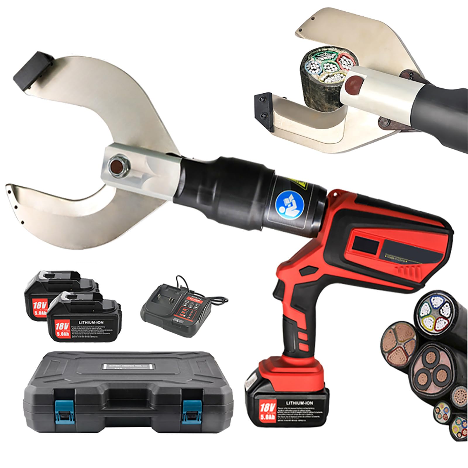 Tagliacavi a Batteria 18V Idraulico Ricaricabile per Elettricisti, Utensile Tagliafili Elettrico Professionale 120KN/200KN/250KN/280KN per Cavi in Rame al Corazzato di Alta qualità 120C