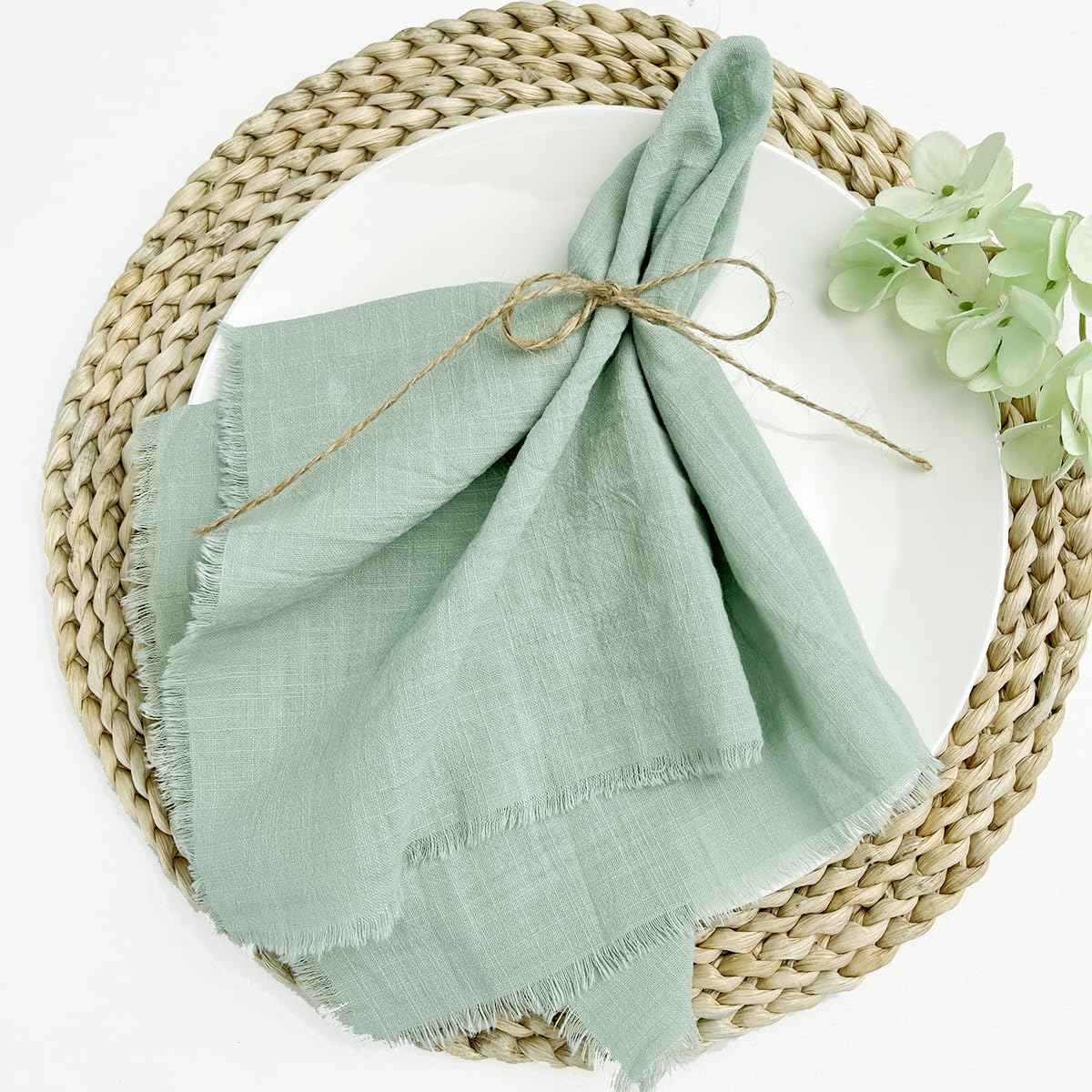 10/30/50 pièces Vert Sauge Usine Service Serviettes en Tissu Coton Tissu Serviette Gaze Serviettes de Table Ensemble décoration de Mariage