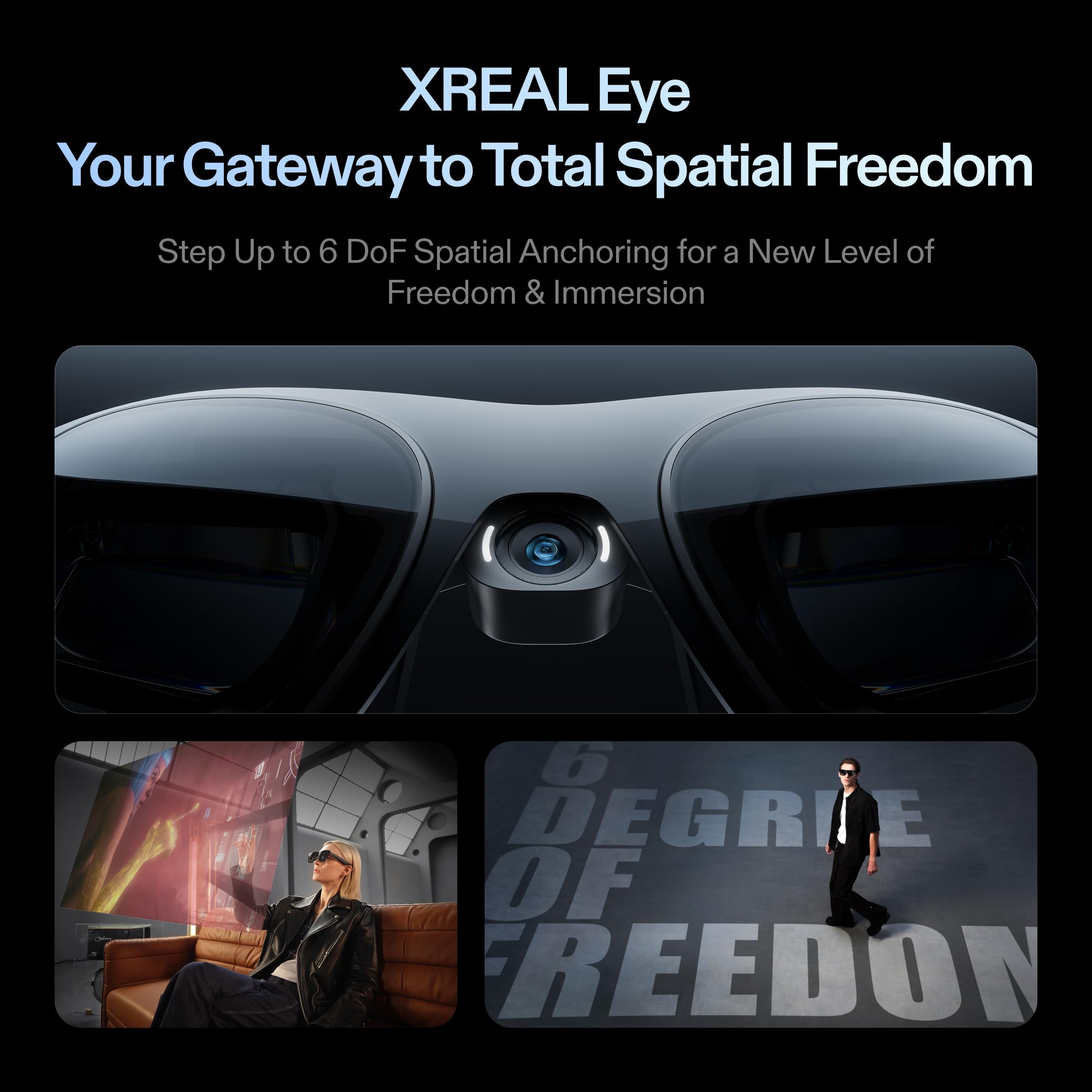 XREAL One Pro AR Glasses with X1 Chip, Native 3 DoF, X-Prism Optics, 57°FOV 171" 120Hz FHD Display, Sound by Bose, XR Glasses for iPhone 16, Steam Deck, ROG, Mac, PC, Android & iOS M (IPD 57-66mm)