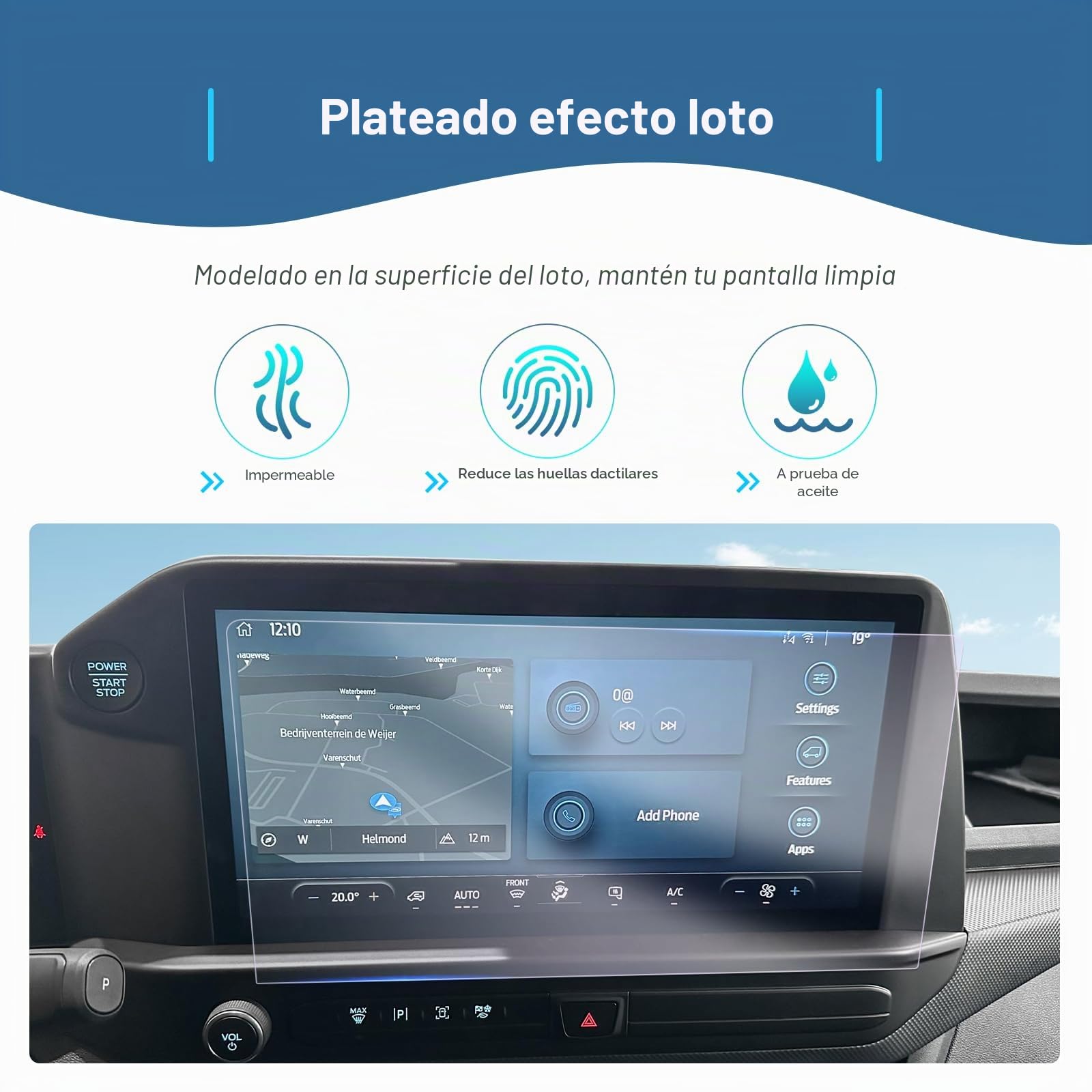 GAFAT [2 PZS] Compatible con Ford Tourneo Custom Transit 2024 2025 2026 13" Navigation Protector de Pantalla, Nano Pantalla para 13" SYNC 4 Touchscreen, Antigolpes, 6H Antiarañazos