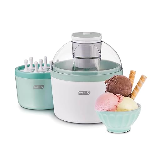 DASH Everyday Ice Cream Maker for Gelato, Sorbet, Frozen Yogurt + Popsicles, with Mixing Bowl & Popsicle Molds + Recipe Book, 1 Quart - Aqua