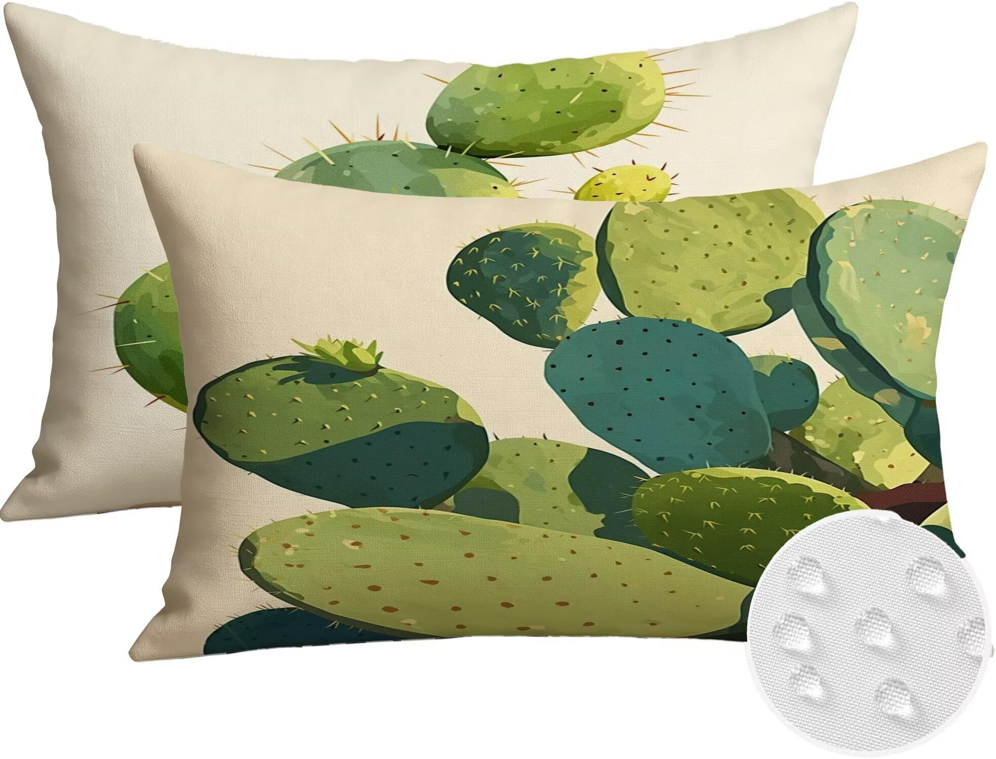 Générique Housse de Coussin Canapé Beige 30x50cm Exterieur Impermeable Cactus Taie d'oreiller Décoratif Aesthetic Housse Coussin Decoration pour Chambre Sofa Jardin Balcon Terrasse Lot de 2. T-3928