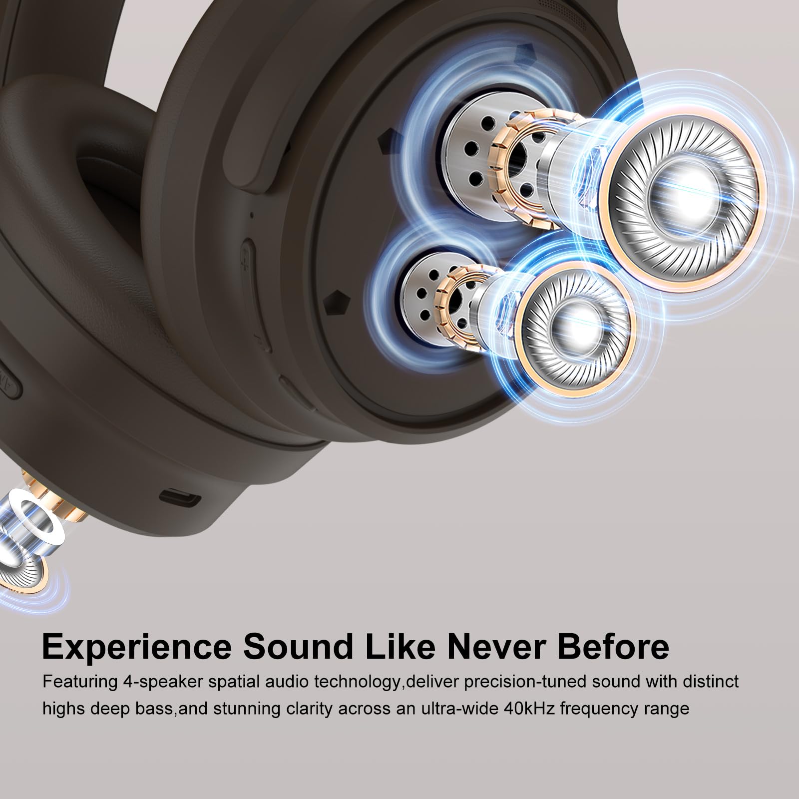 Srhythm NiceComfort 35 (2a generazione) Auricolari ibridi con cancellazione del rumore, Bluetooth 6.0, 5 microfoni con ENC, trasparenza, tempo di riproduzione 140 ore, bassa latenza, app EQ (caffè