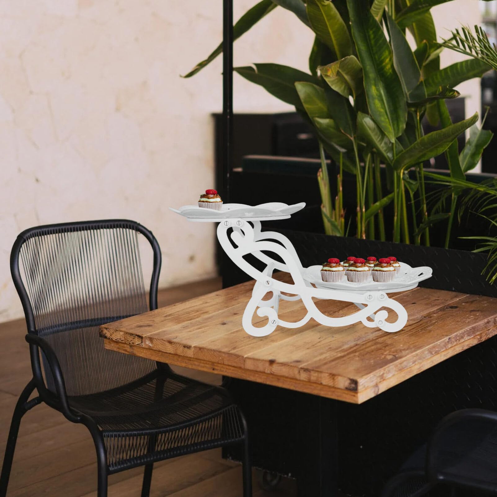 Yardwe 2 Sets Bicycle Snack Rack Cookie Cake Bike Dessert Table Display Set 2- Tier Cupcake Stand 2- Tier Cake Stand Muffin Server Stand Cookie Trays Fruit Plates Pastry Stand