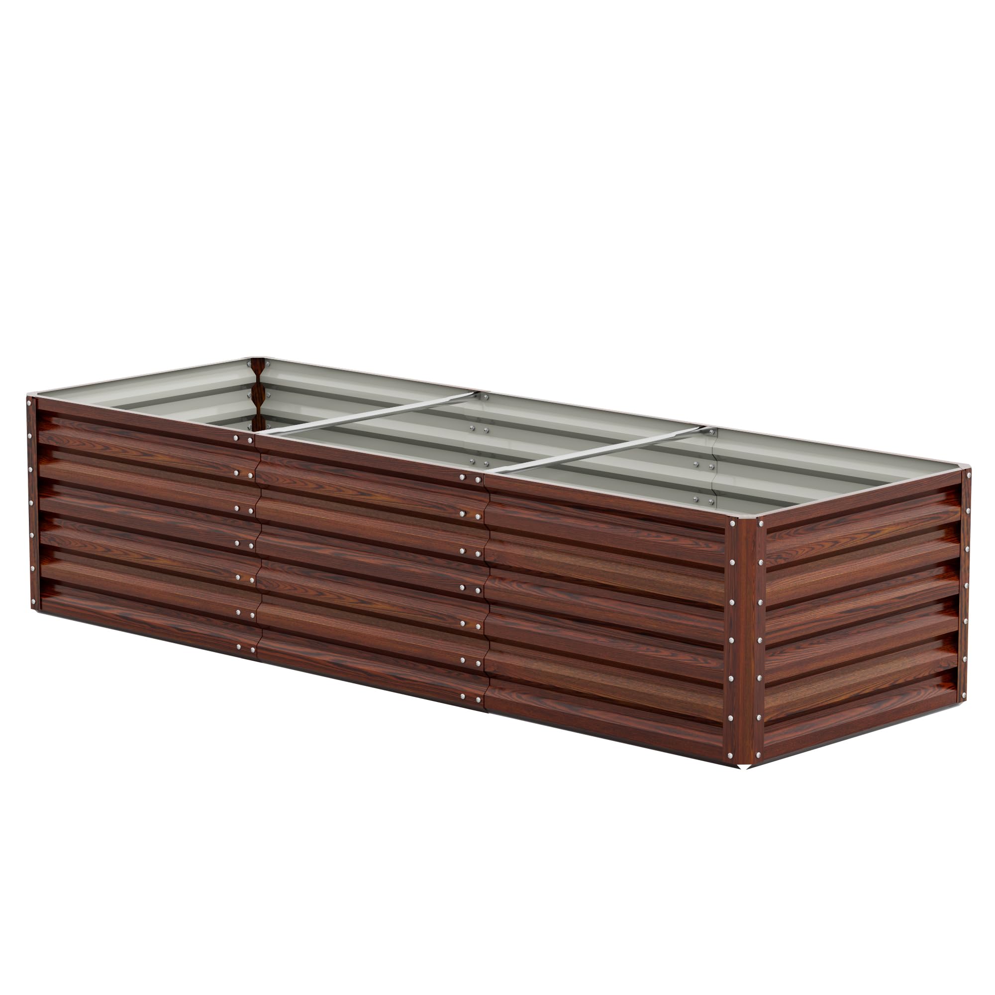 Amopatio Jardinière surélevée en Acier Galvanisé, Potager Extérieur/Balcon, Bac à Semis 1300L, 240 x 90 x 60 cm, Résistant aux Intempéries pour légumes, Fleurs, Acajou