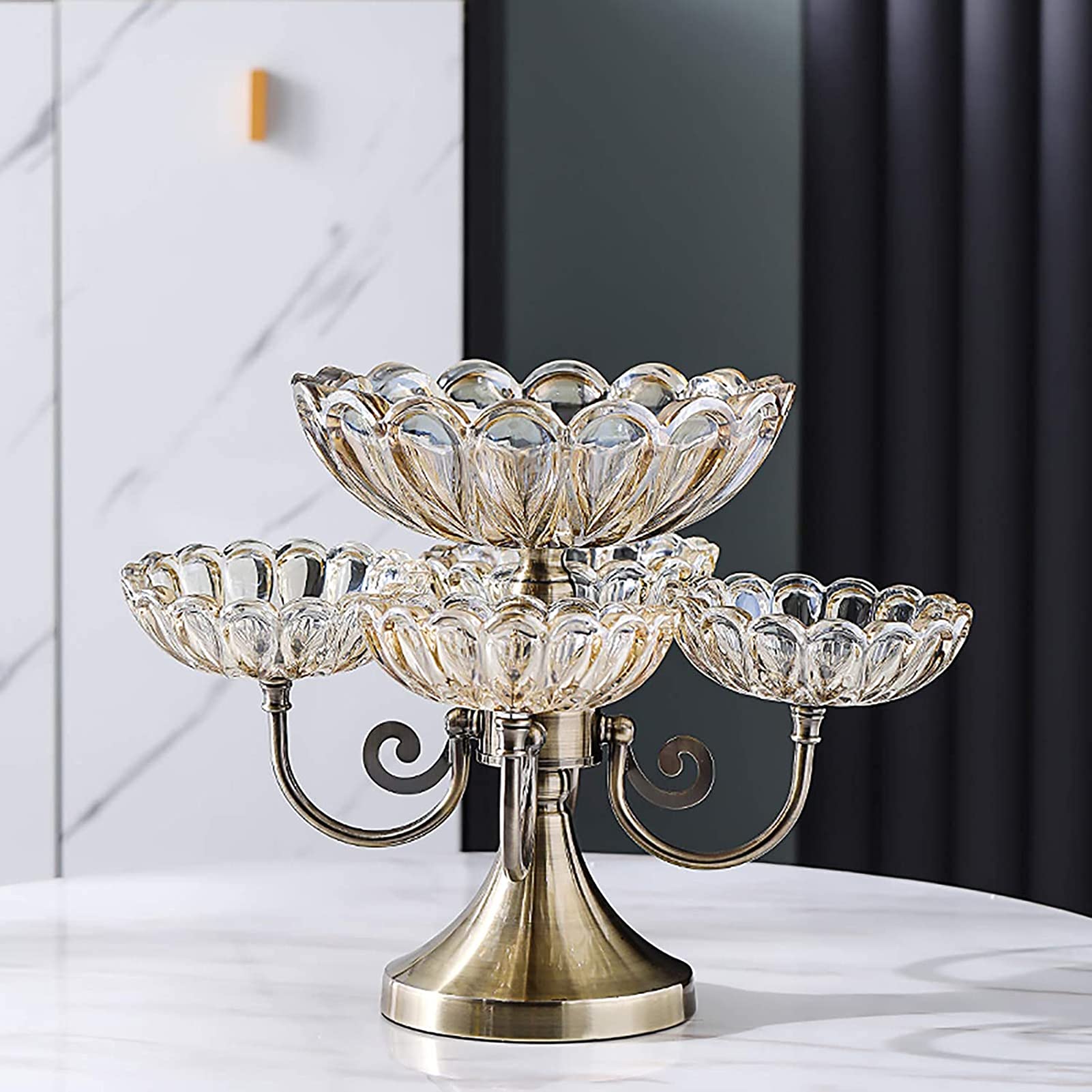 BAFEI Glass Fruit Plate Table Decoration Fruit Plate living room coffee table fruit plate home crystal glass fruit plate table decoration fruit plate snack plate