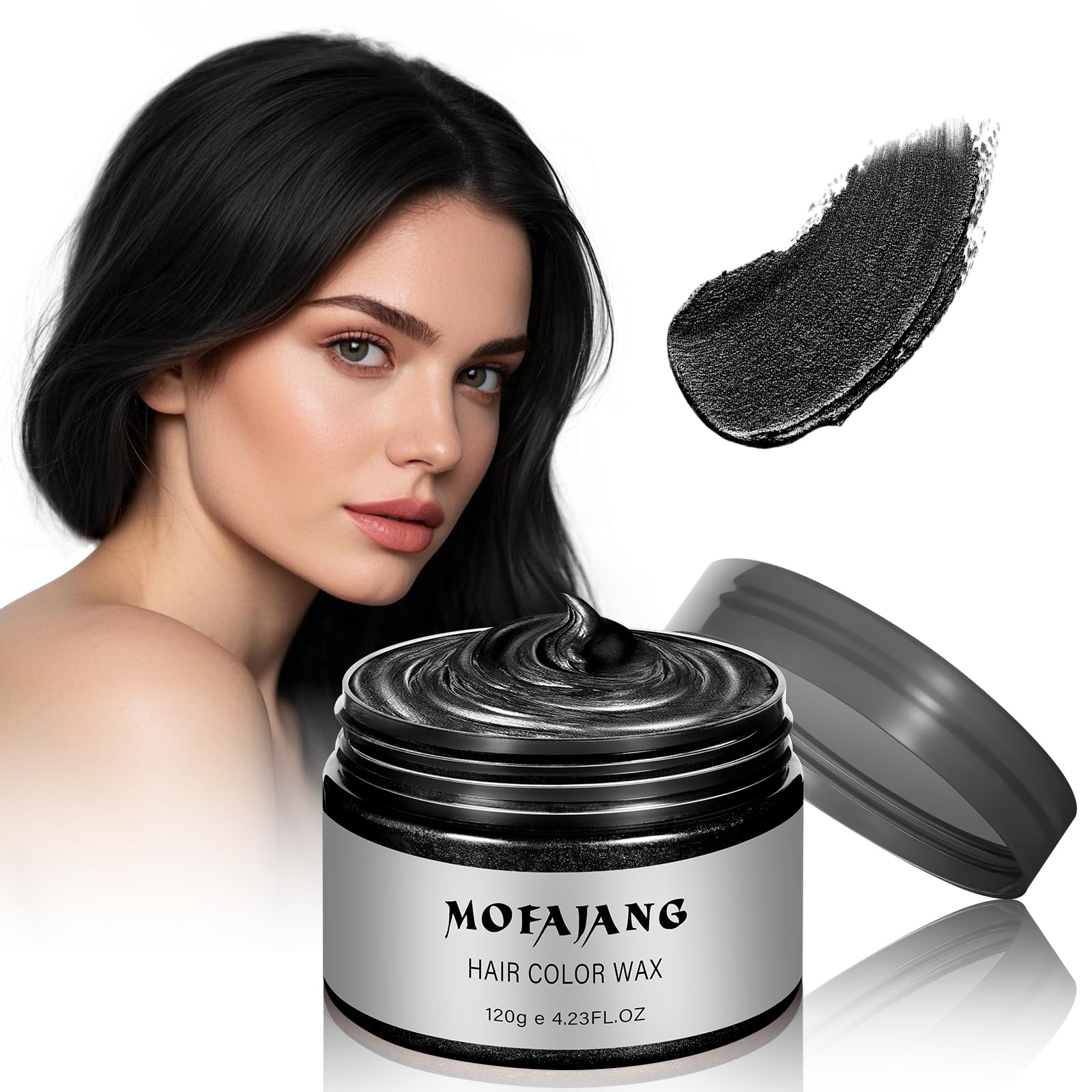 Black Temporary Hair Color,Natural Hair Color Wax,Hair Wax Color Spray 4.23 Ounces, Hair Dye Pomades for Christmas Parties,Role Playing and Halloween (Black)