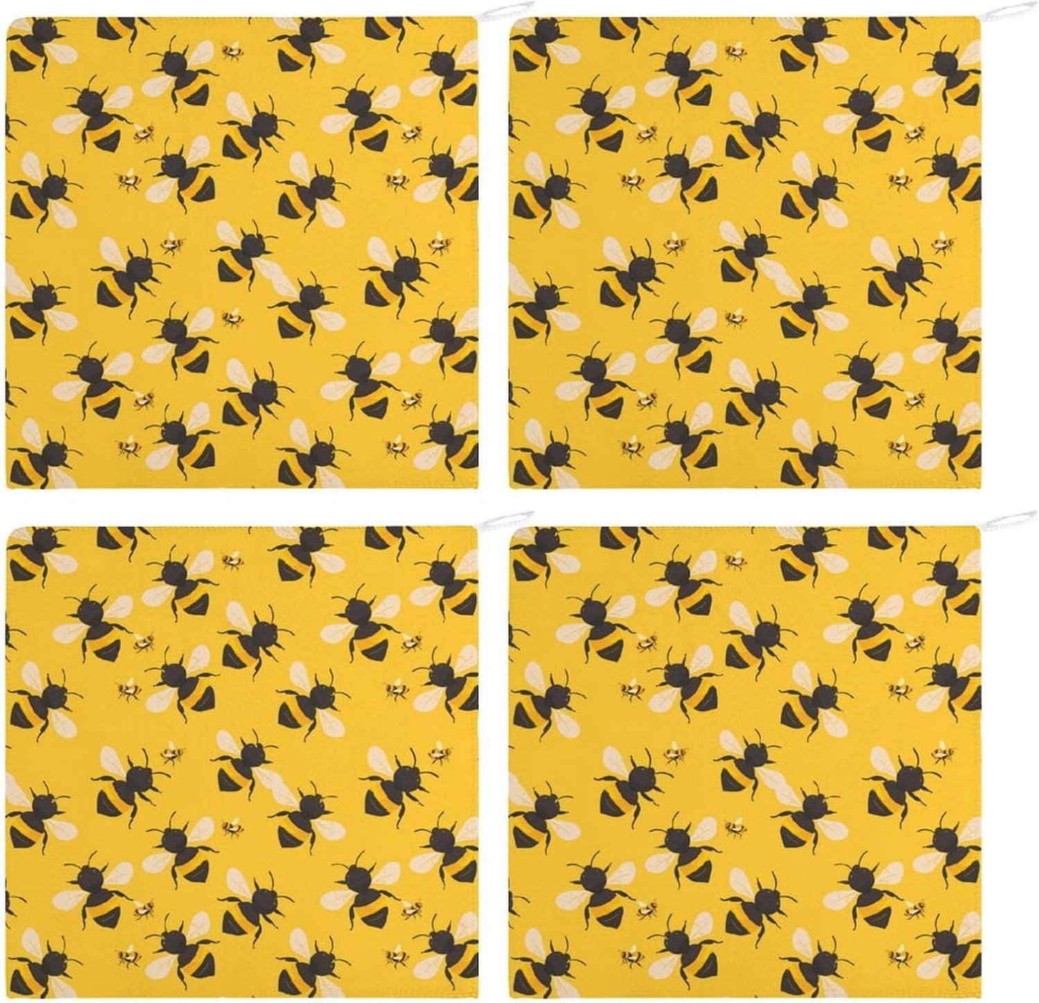 Bumbleses Bee Hand Towels for Bathroom Kitchen Towels Small Towel Handkerchiefs with Hanging Loop 4PCS