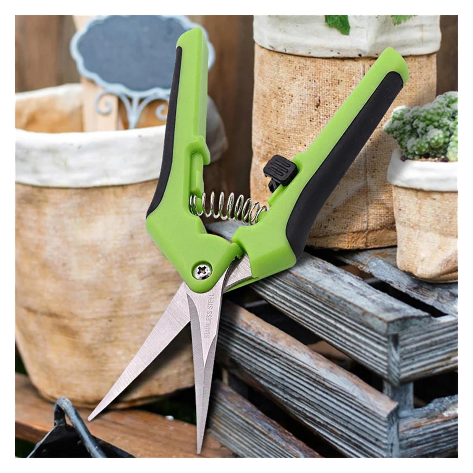 6,5-Zoll-Gartenschere – Hand-Pflanzenschneider mit geraden oder abgewinkelten Edelstahlklingen(Orange-Straight)