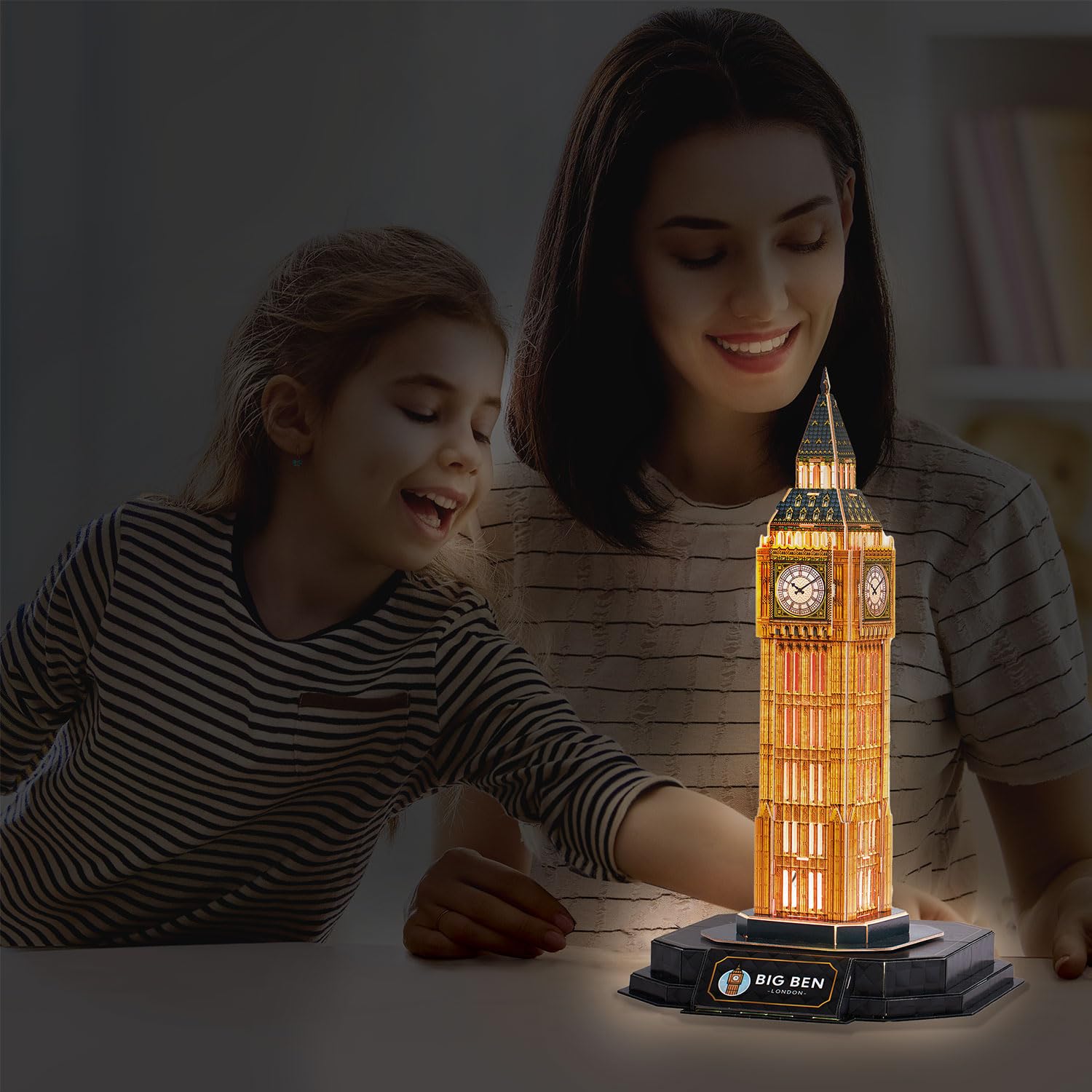 Puzzle 3D - Big Ben LED | Maquette A Construire | Puzzle 3D Adulte Et Puzzles 3D Enfant 8 Ans | Maquette Jouet Enfants | 32 Pièces