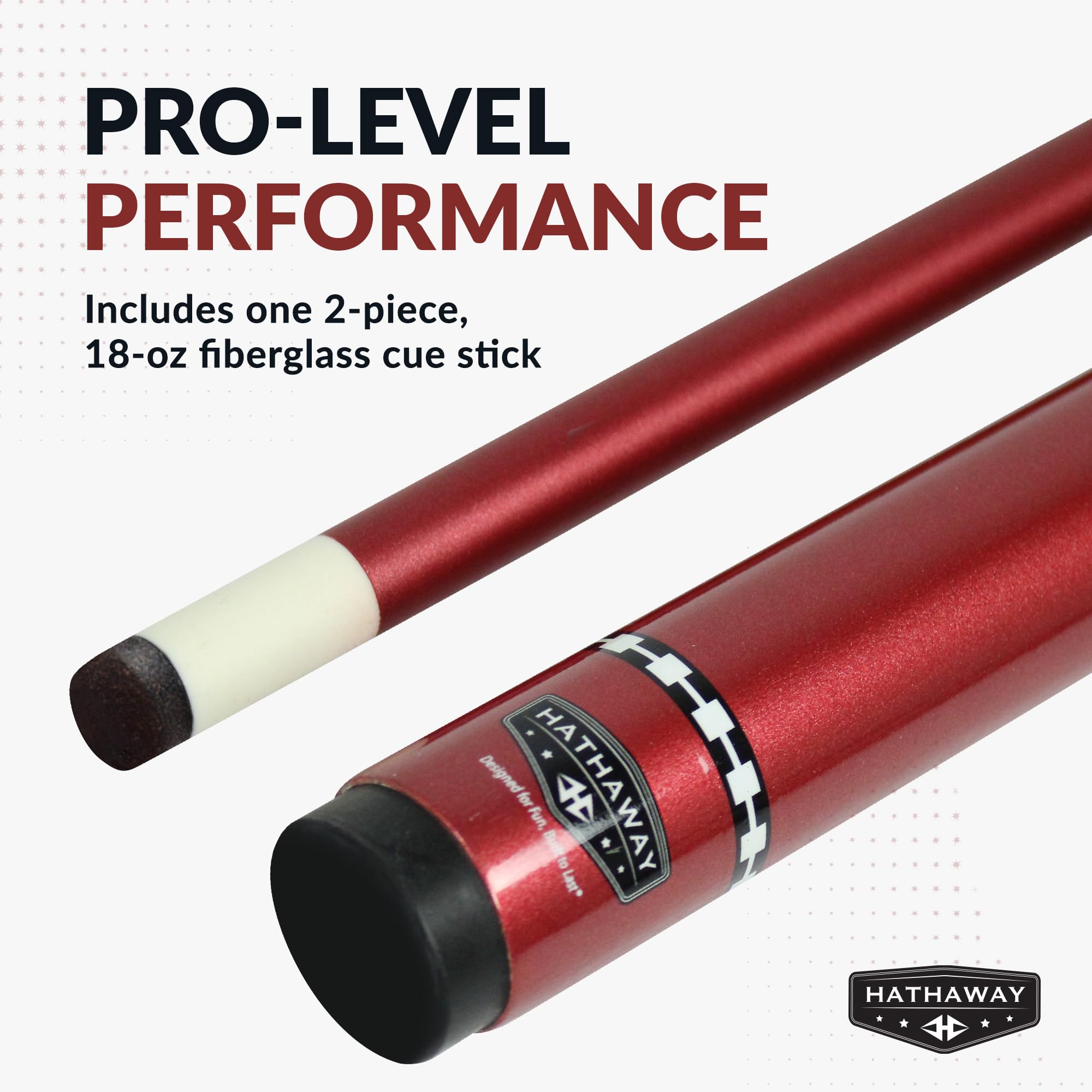 Hathaway Conquest - Stecca da biliardo in fibra di vetro, 147 cm, colore: Rosso