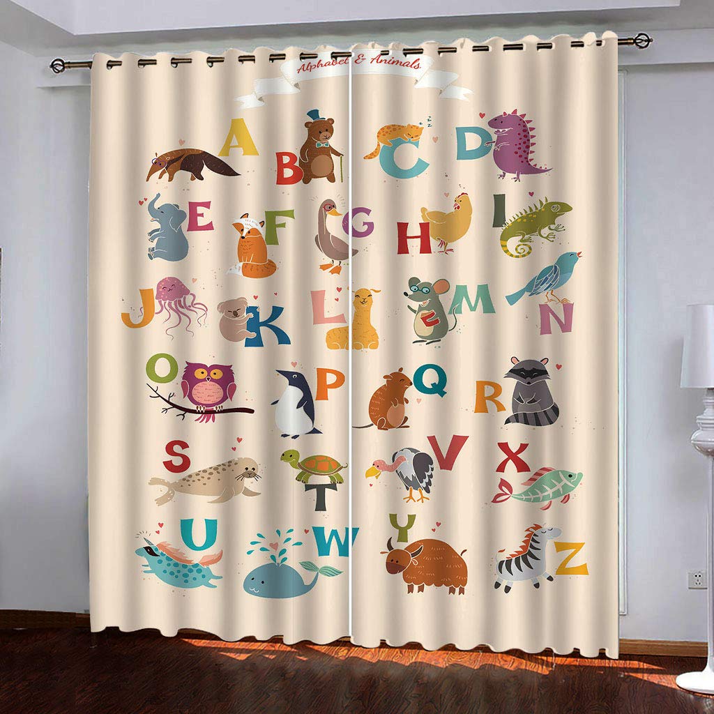Rideau salon occultant et thermique beige au motif animaux élégant 140x280 cm