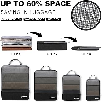 Prezon Compression Packing Cubes, Luggage Organiser Set, Extensible Suitcase ...