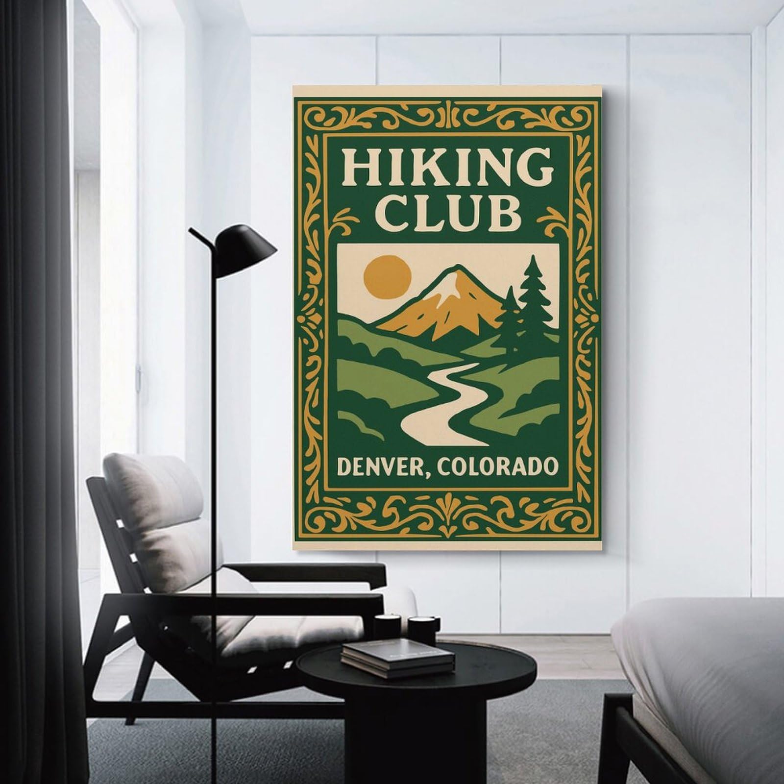 Junmoney Canvas Wall Picture Hiking Club Denver Colorado Vintage, 20x30inch(50x75cm), for Gallery Wall Decor And Room Displays, Decorative Artwork with Flexible Styling