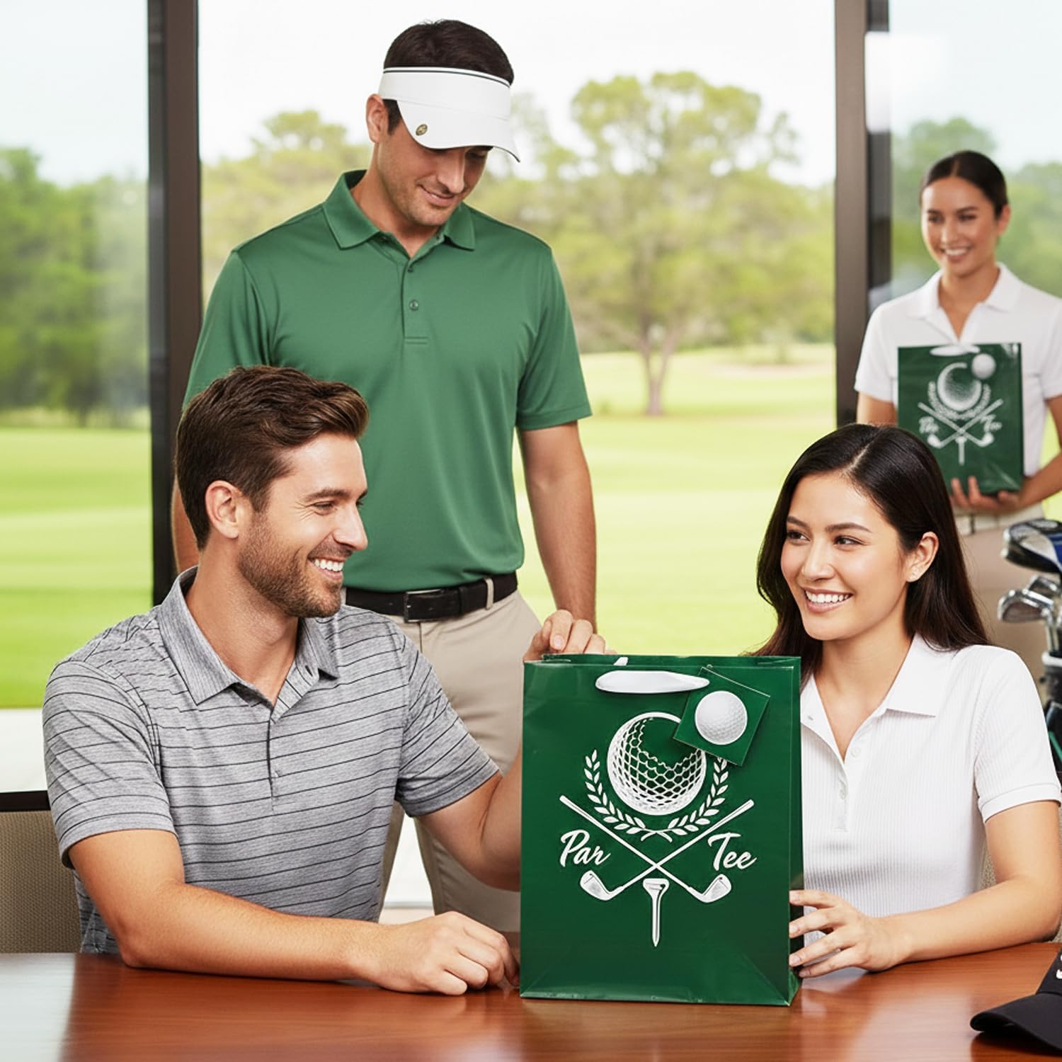 Fun Express 7 1/4" x 9" Medium Golf Party Paper Gift Bags - 12 Piece image 5