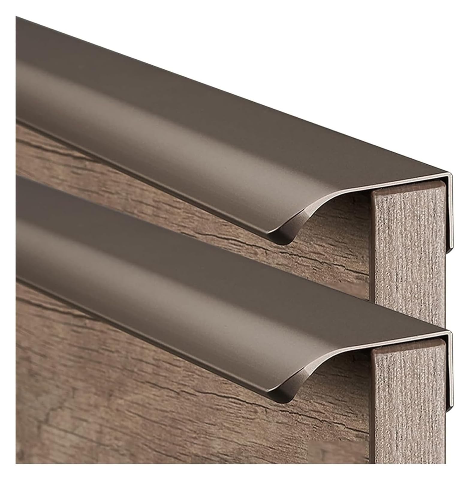 EVWGNPQRV Concealed Drawer Handles, Concealed Cabinet Pull Handles Aluminum Brown 80-1200mm 2 Pcs(Length 400Mm)