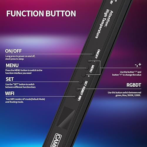 Miniatura 3 de Came-TV LED RGBWW - Luz de video con control remoto, aplicación incorporada, WiFi brillo ajustable para fotografía, 36 efectos de iluminación FX,