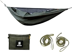OneTigris KOMPOUND Camping Hammock with Net, Lightweight Portable Hammock with Warm Internal Cover & Tree Friendly Straps for Backpacking, Camping, Hiking, Travel, Beach, Backyard