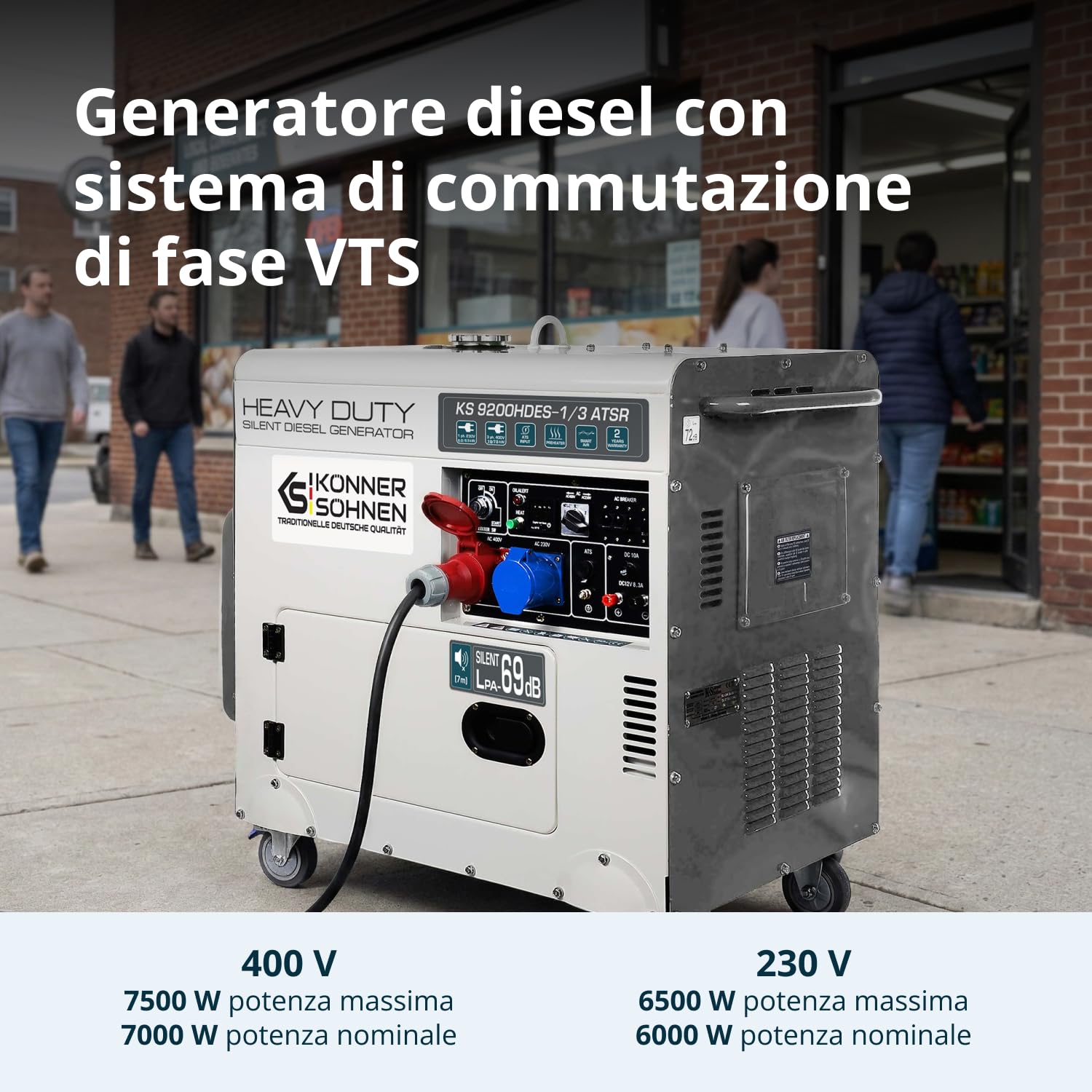 Könner & Söhnen KS 9200HDES-1/3 ATSR, rumore 7500/6400 Watt, 1x16A (400V)/ 1x32A (230 V)