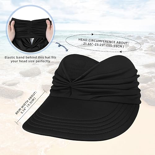 Miniatura 3 de Zando Sombrero de visera para mujer, sombrero de ala ancha para mujer, protección UV, sombreros de playa de verano para mujer, viseras deportivas