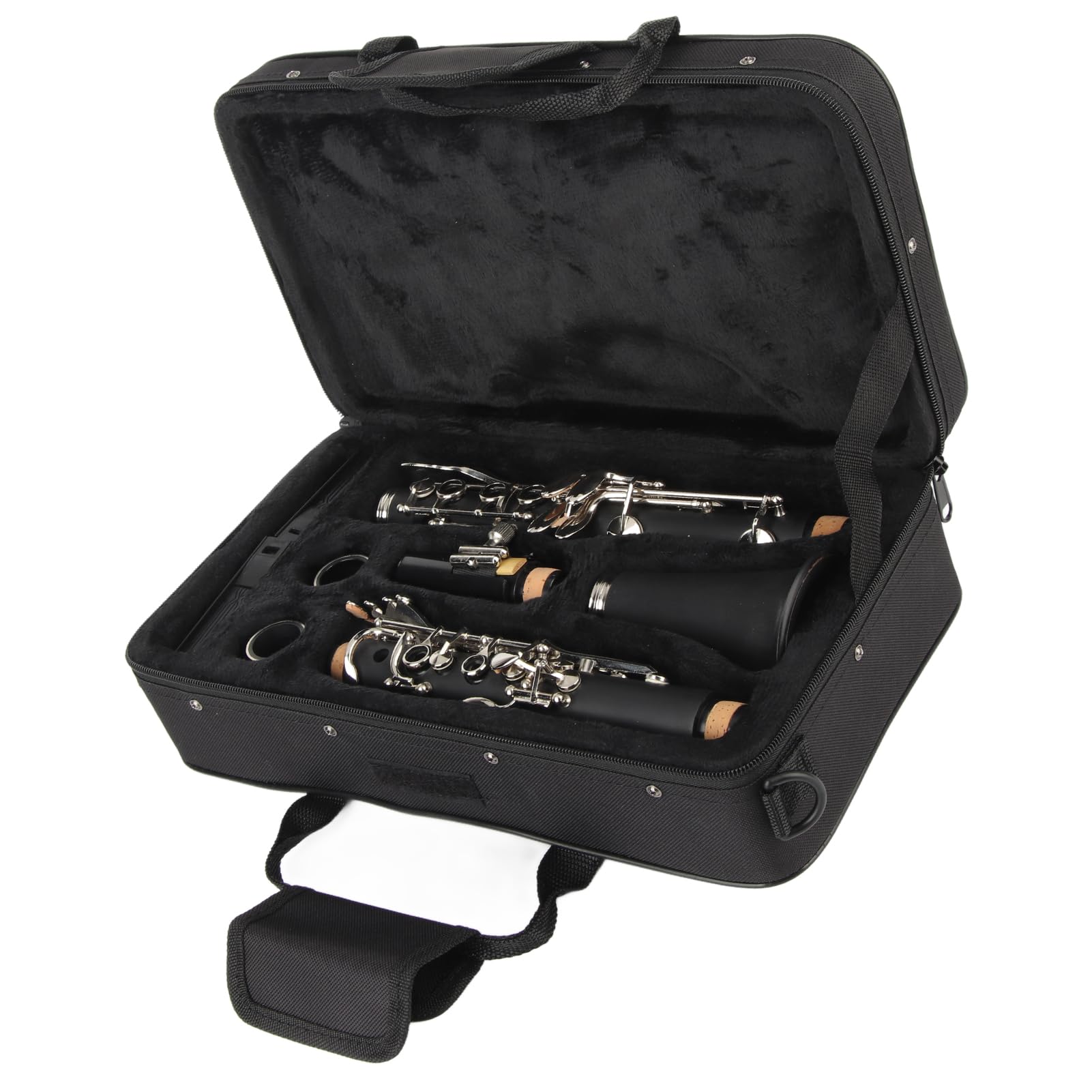 Ensemble de Clarinette Sib à 17 Touches, Clarinette Sib en Bois avec Chiffon de Nettoyage, Coffret de Tournevis à Roseaux pour Instrument de Musique Débutant (Noir