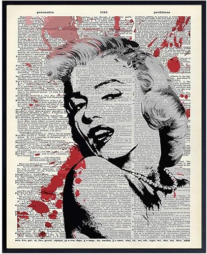 Banksy Marilyn Monroe - Decoración de pared de diccionario reciclado, regalo y decoración de habitación para fanáticos del cine de Hollywood, cine