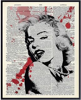 Banksy Marilyn Monroe Wall Decor - Upcycled Dictionary Wall Art Print - Gift and Room Decorations For Hollywood Movie Fan, Home Theater - Graffiti Street Art Mural Style - Chic Home Decor, 8X10 Photo
