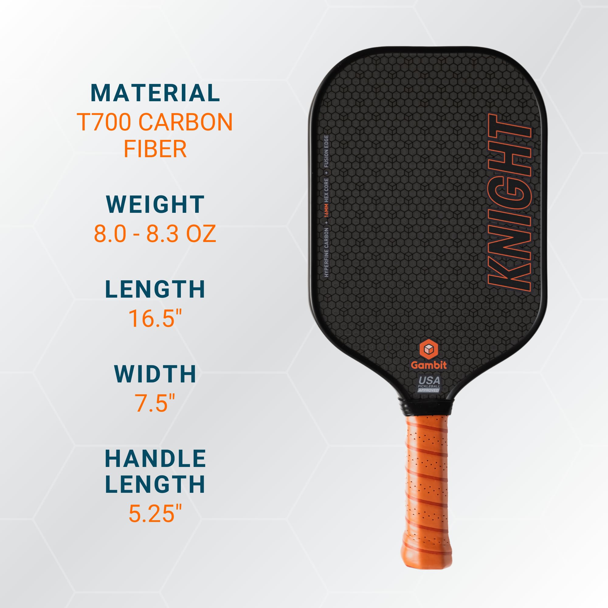 Gambit Knight Pickleball Paddle – USA Pickleball Approved – T700