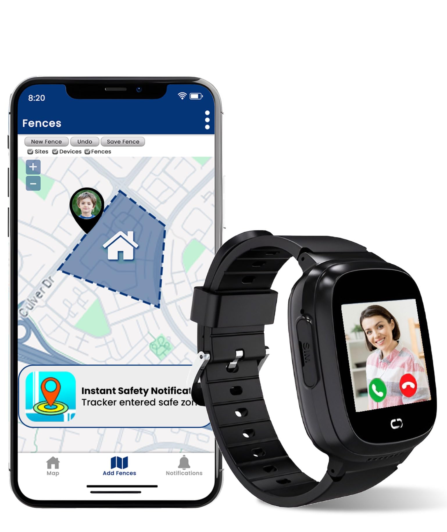 Kids Watch with GPS Tracker, Two-Way Calling, Real-Time Tracking & SOS Alerts - Smart Watch for Kids Call and Text with Geo-Fencing, School Mode,