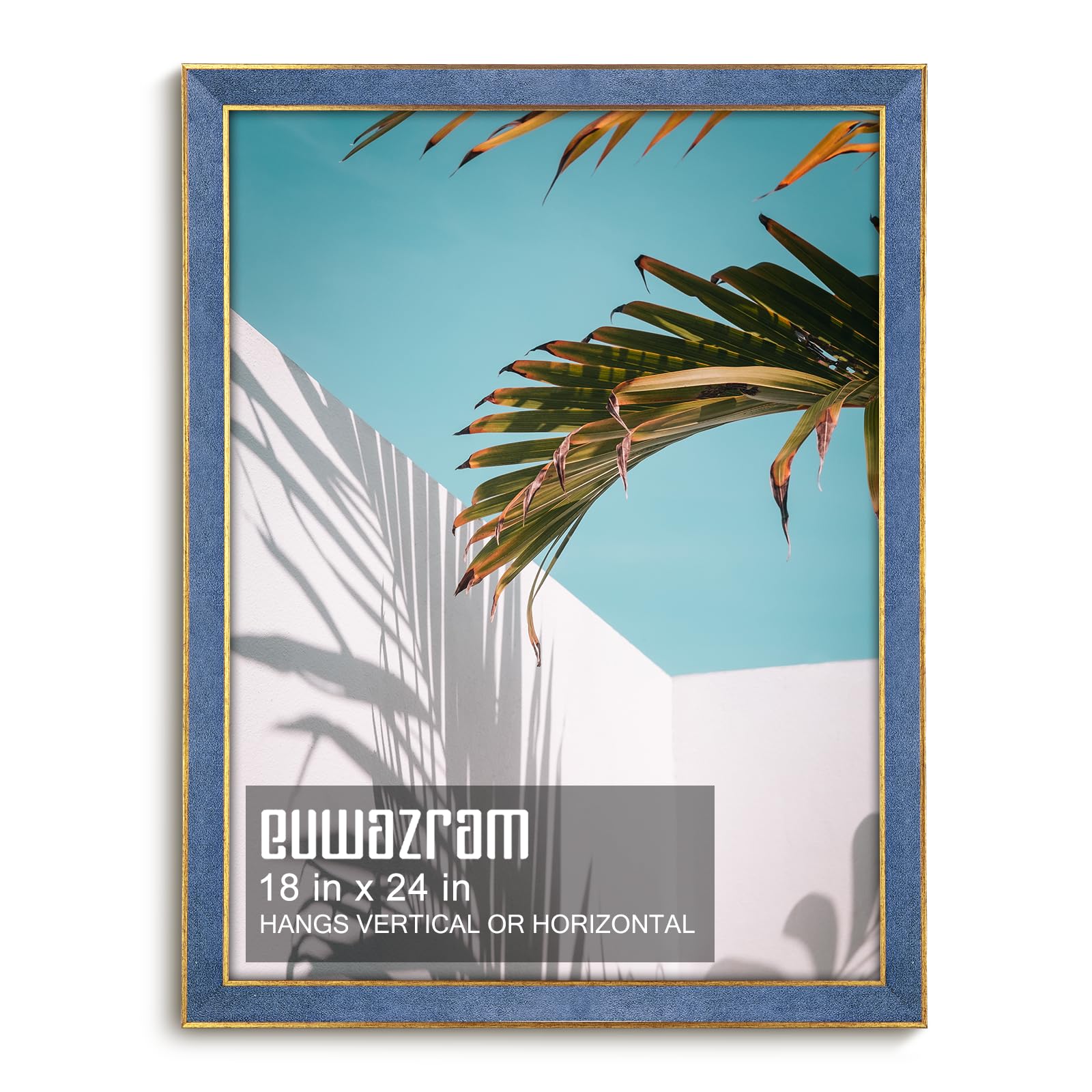 18x24 frame - Single Frame, Christmas Elegant Sky Blue Suede 18x24 Poster Frame, 18x24 Picture Frame for Artwork Puzzles Photos and Movie Posters