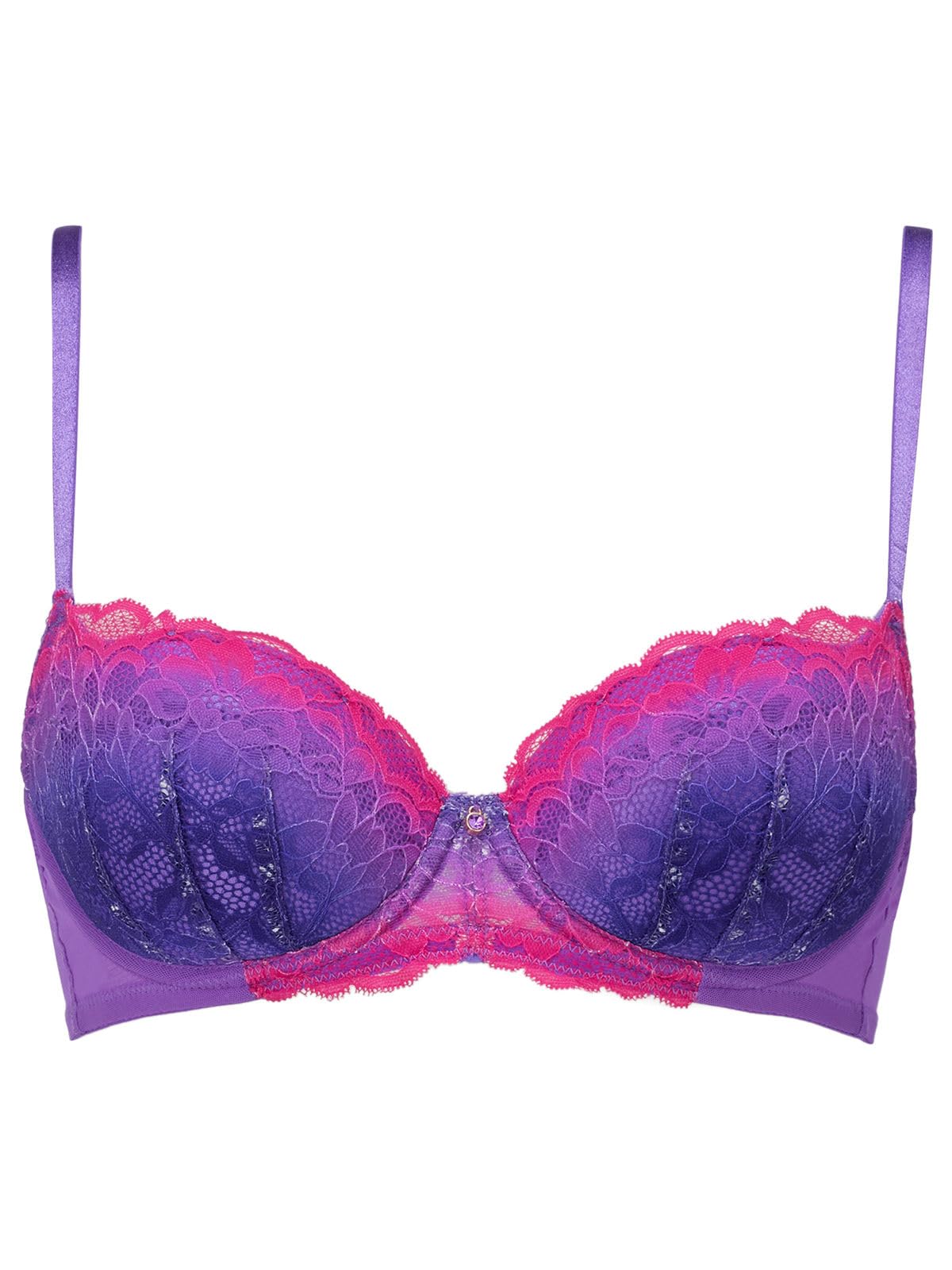 Ann Summers Women's Bright Purple - 2 Pack - Sexy Lace Balcony Bra For With Underwire Padded Cups And Charm Detail, Push Up, Multipack Bra