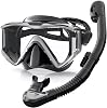 Snorkel Set Adults, 3 Window Panoramic View Snorkel Mask Anti-Fog, Leak-Proof Scuba Diving Mask with Mesh Bag, Dry Top Mask and Snorkel Set for Adult and Teen
