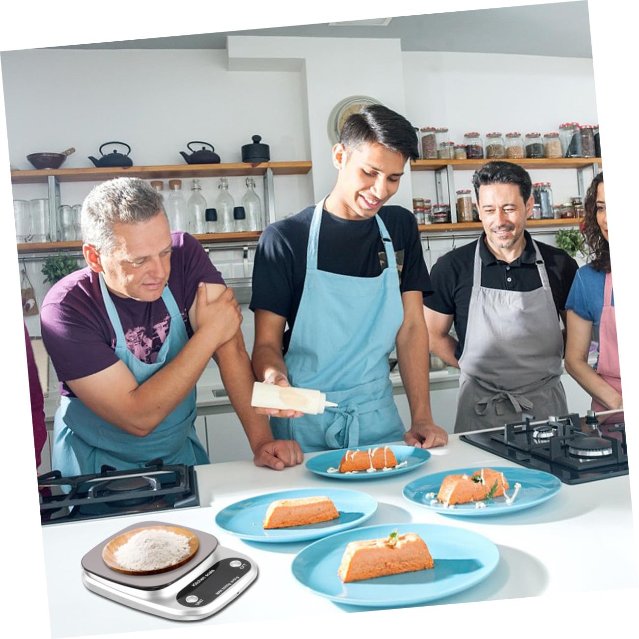 Digitale Küchenwaage 5kg 0, 1g Edelstahl Wiederaufladbar für Küche | Silberne Präzisionswaage mit LCD Anzeige, Kompakt und Leicht, für Backen, Kaffee und Schmuck