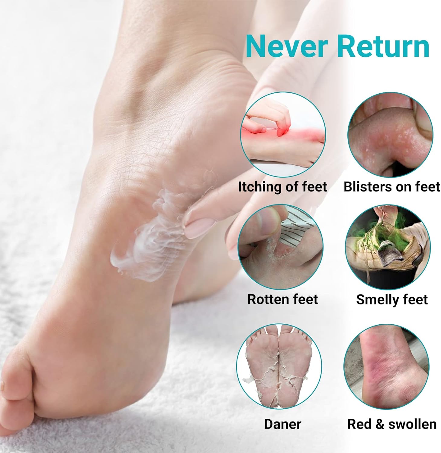 Athletes Foot Treatment Cream, Maximum Strength for Athlete's Foot (Tinea Pedis), Itching, Blister, Burning, Cracking, Scaling, Beriberi,Natural Herbs Antifungal Foot Cream (2-Pack)