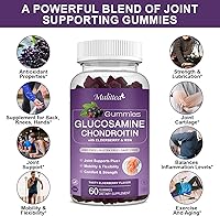 Vista 4 de Mulittea Gomitas de condroitina de glucosamina, suplemento de apoyo articular extra fuerte con MSM y saúco para articulaciones naturales, apoyo