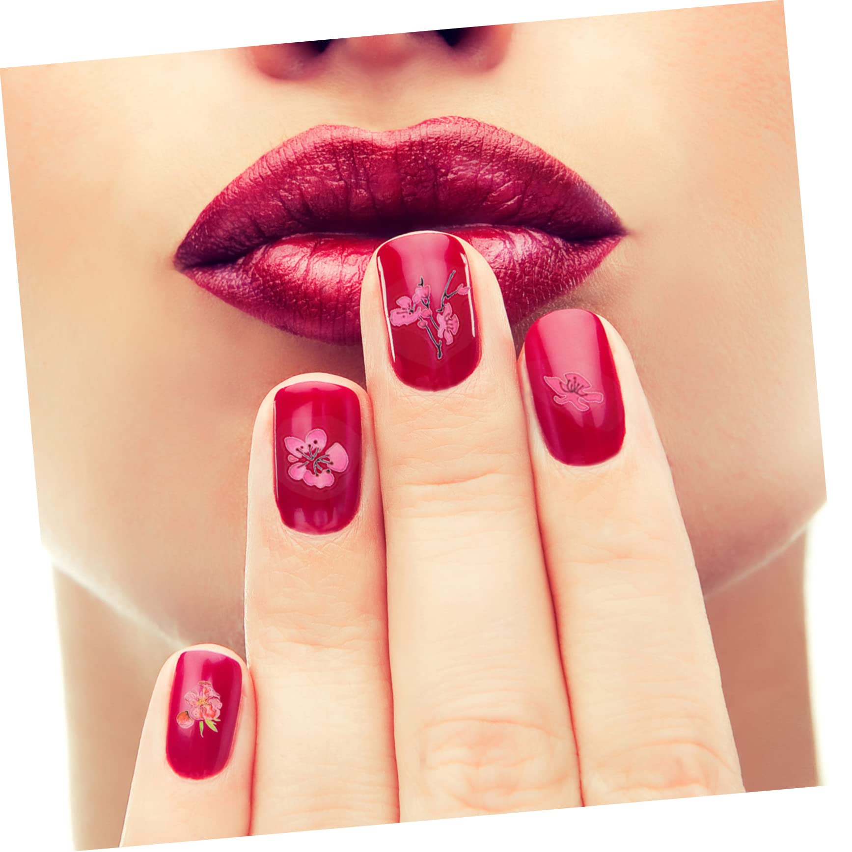 Healvian 5 Set Di Adesivi Per Unghie A Forma Di Fiore Di Ciliegio Decalcomanie in Rilievo Per Nail Art Facili Da Applicare Per Manicure A Casa 8 Fogli X 5