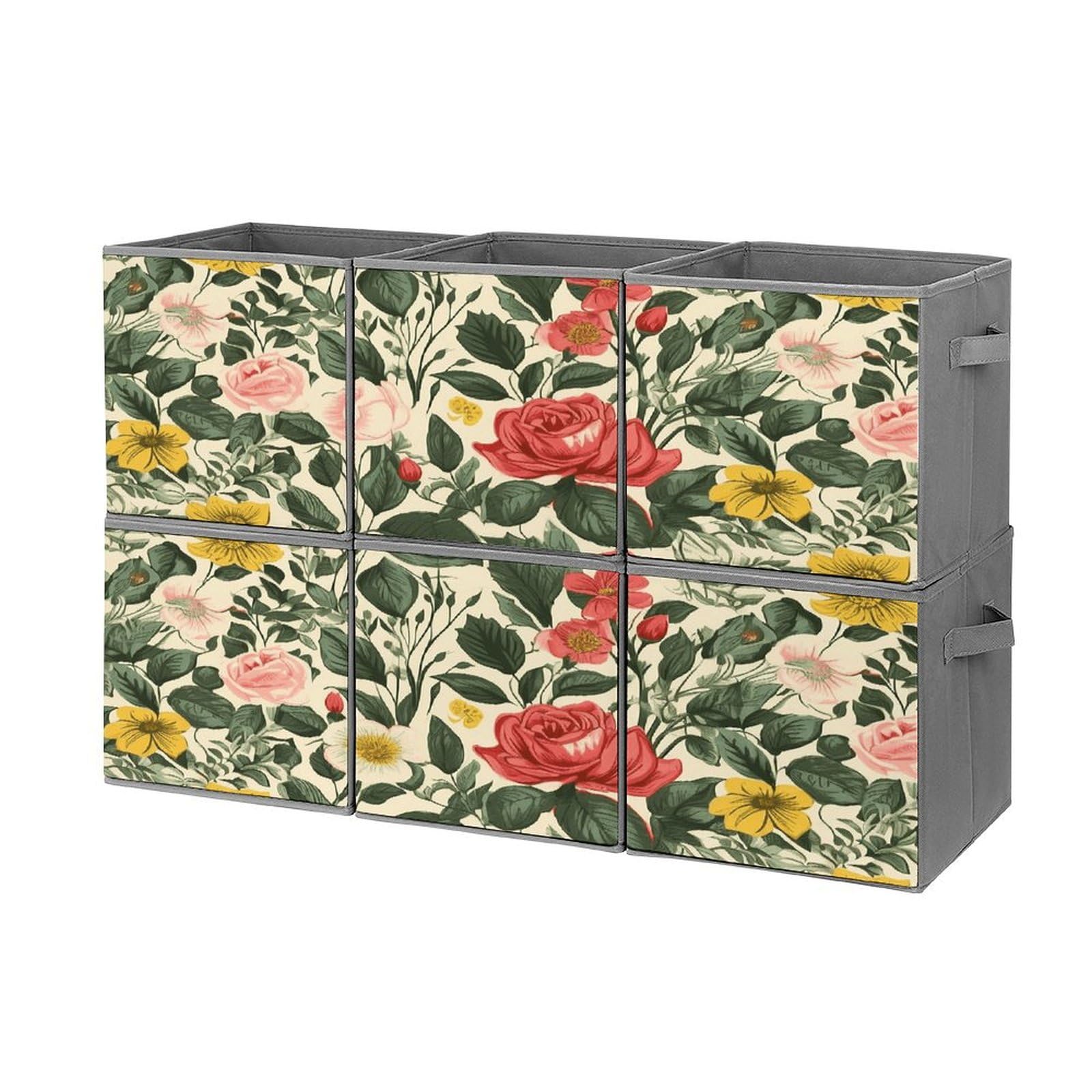 Boîtes de rangement gain de place pliables motif rose contre le désordre