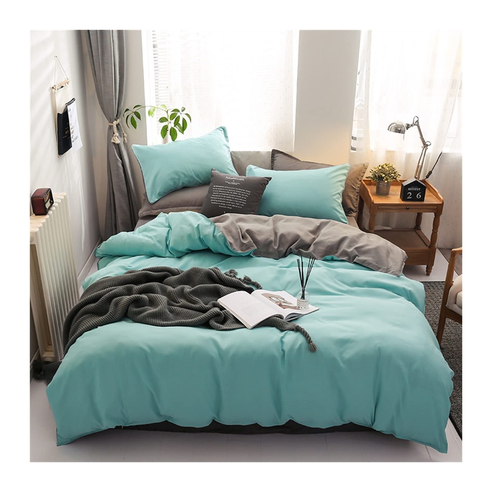 Housse de couette Queen Size en microfibre solide pour lit double - 4