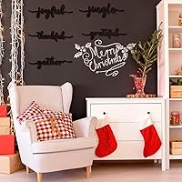 Vista 5 de 12 piezas de letreros de madera con palabras navideñas recortadas "Joyful Merry Thankful Grateful Blessed Peace Gather" para decoración de plato