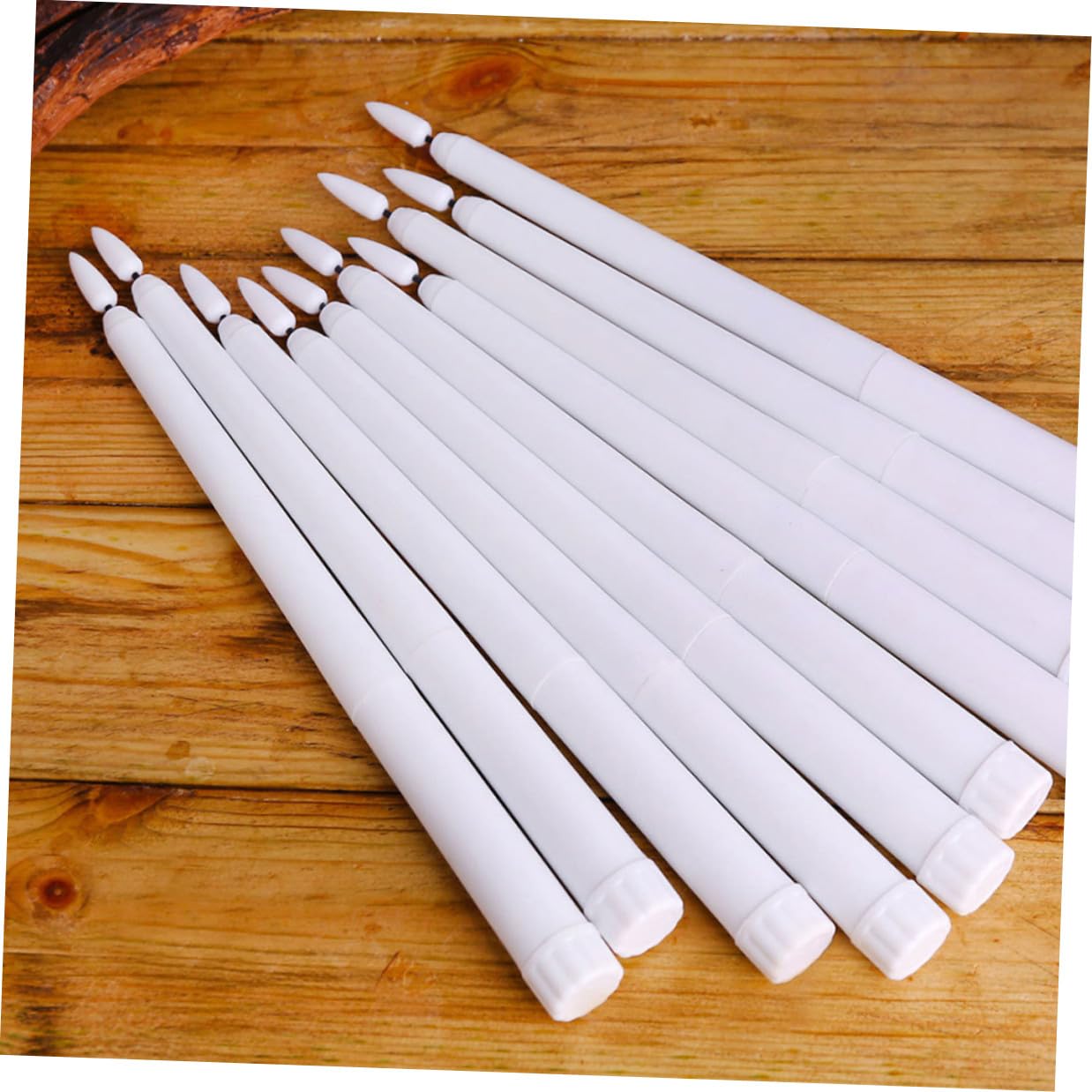 12 Stück LED Kerzenlichter mit Langem Stab Warmweiß Flackernd Elektronische Dekorative Kerzenleuchte für Halloween Hochzeit und Party