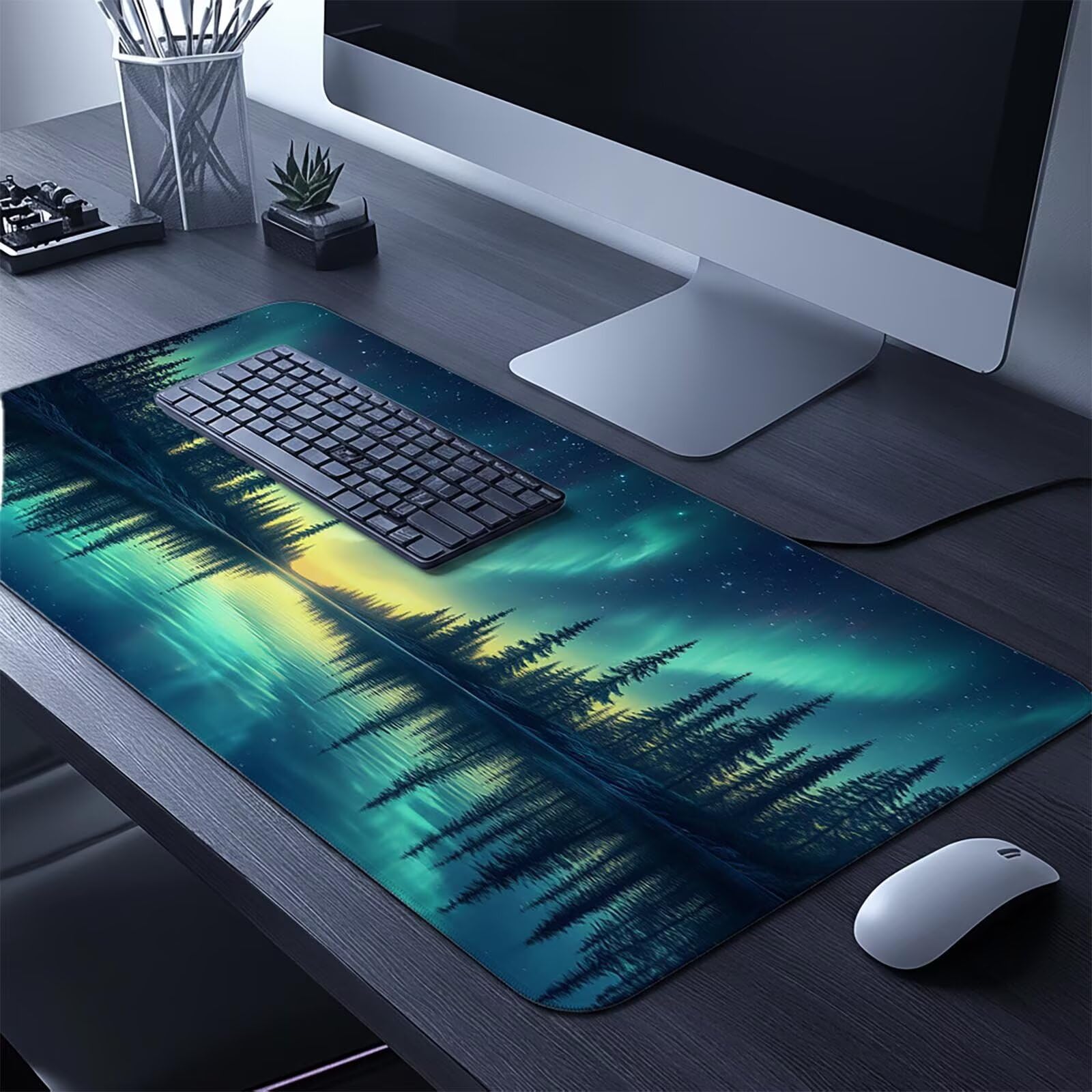 Podkładka pod mysz Aurora XXL 50 x 100 x 0,3 cm, wodoodporna, podkładka pod mysz dla graczy, poprawia dokładność i prędkość, akcesoria do gier, laptop, biuro, prezent dla mężczyzn, FSBD-5190