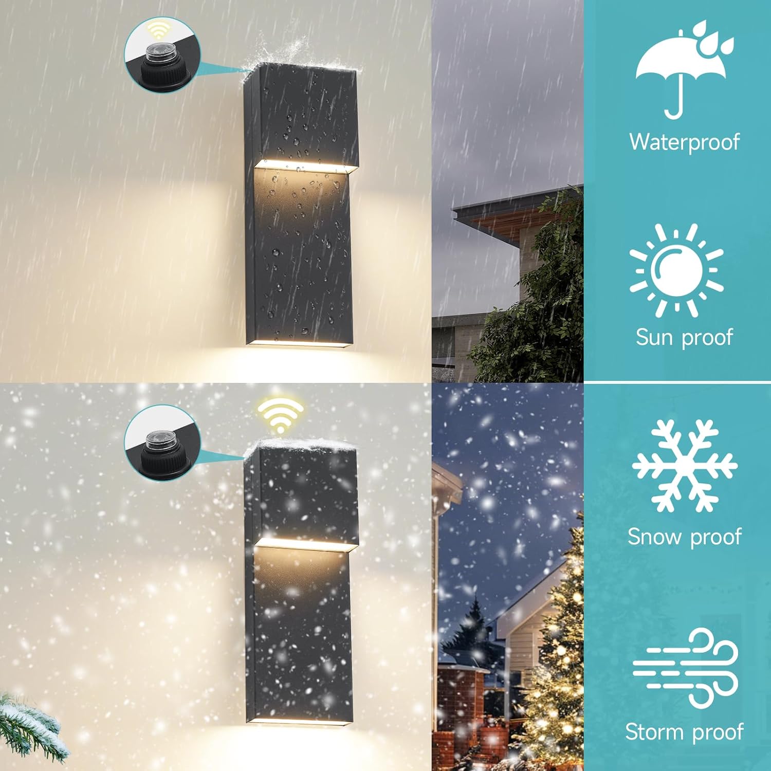 Modern LED Outdoor Wall Sconce, Dusk to Dawn Outdoor Lighting, Black Porch Lights Outside Wall Mount Lights for House Porch Garage, 15 Inch 3000K 1 Pack