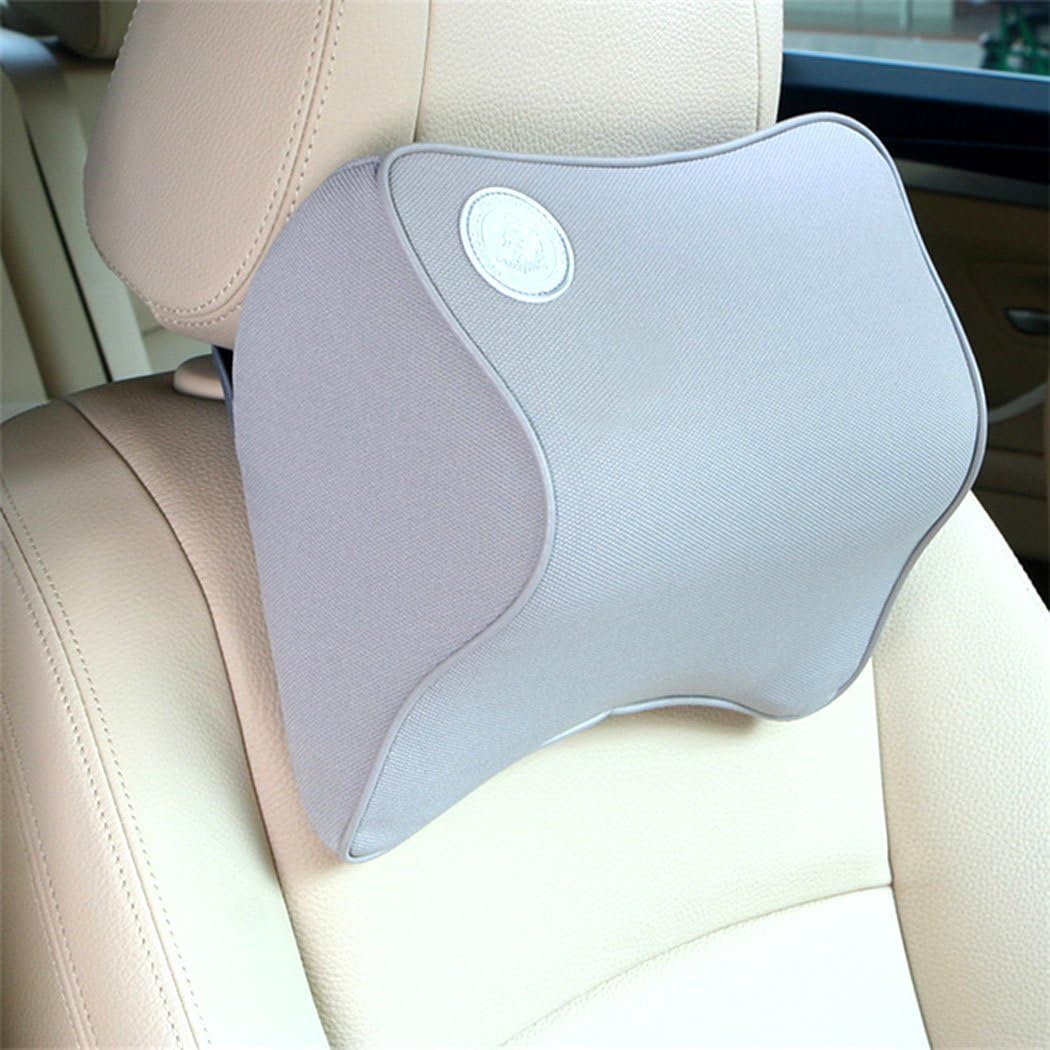 Mowon Breathable Space Memory Foam Head Neck Vertebra Support Car Seat Headrest Pad Pillow (Grey)