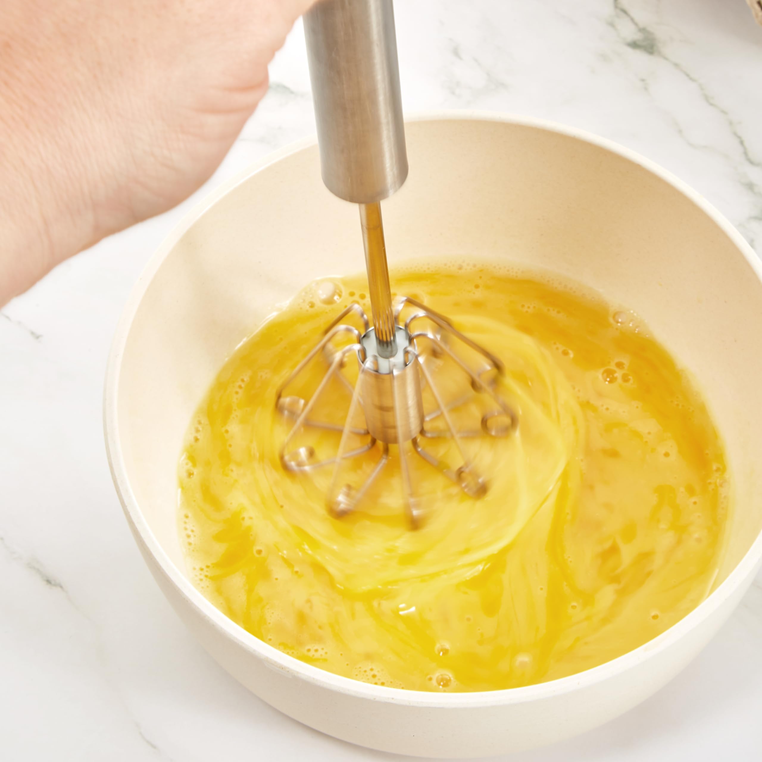 BergHOFF Essentials 2Pc Stainless Steel Miracle Whisk Set, Rotate Balloon Head, Heavy-duty Handle, Beating Eggs, Dough, Mixing, Stirring, Silver